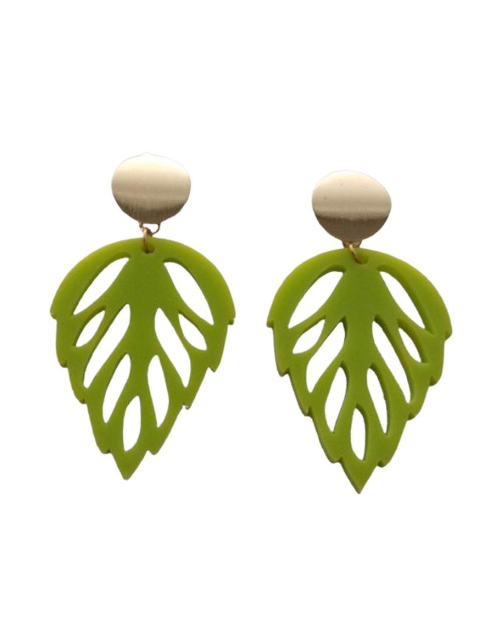 Aretes hojas verdes - maxi aretes en acrílico recuperado