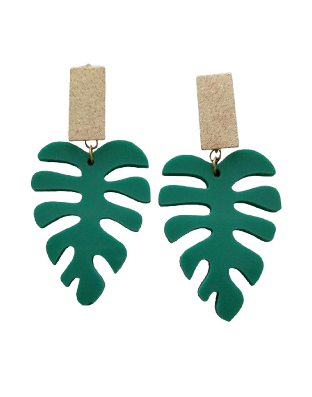 Aretes hojas verdes - maxi aretes en acrílico recuperado