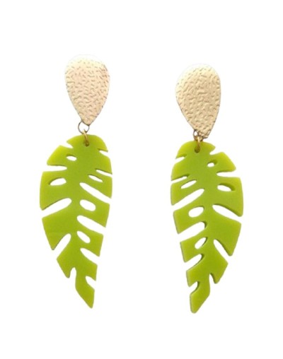 Aretes hojas verdes - maxi aretes en acrílico recuperado