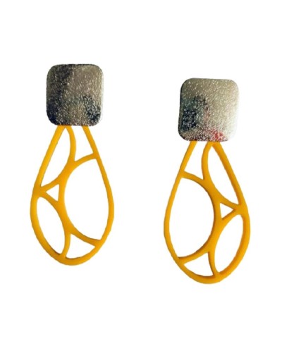 Aretes hojas amarillas - maxi aretes en acrílico recuperado