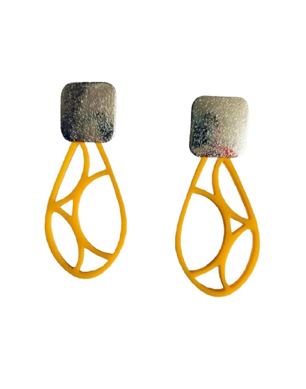 Aretes hojas amarillas - maxi aretes en acrílico recuperado