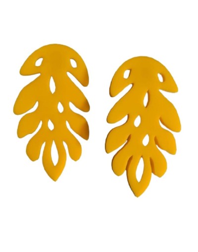 Aretes hojas amarillas - maxi aretes en acrílico recuperado