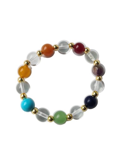 Pulsera 7 chakras y cuarzo cristal