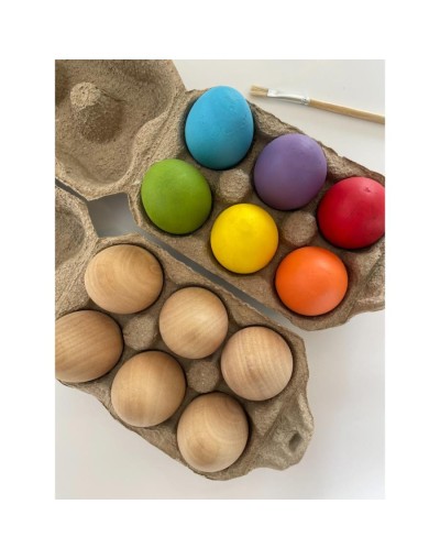 Huevos de madera x6 para jugar