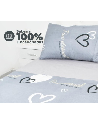 Juego de sábanas en microfibra de 1.40 m con estilo minimalista love