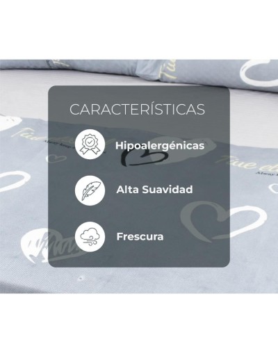 Juego de sábanas en microfibra de 1.40 m con estilo minimalista love