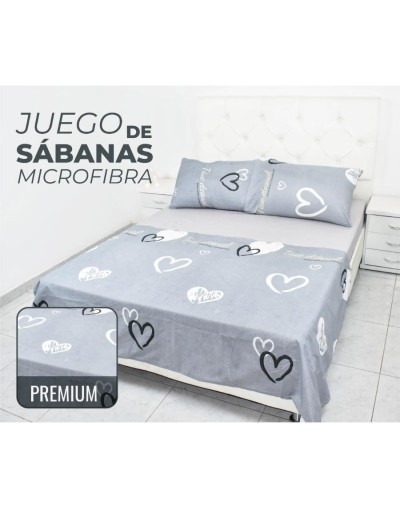 Juego de sábanas en microfibra de 1.40 m con estilo minimalista love