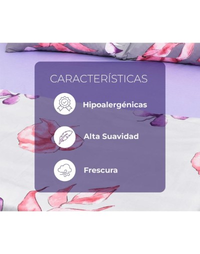 Juego de sábanas de 1.40 m en microfibra de estilo floreado