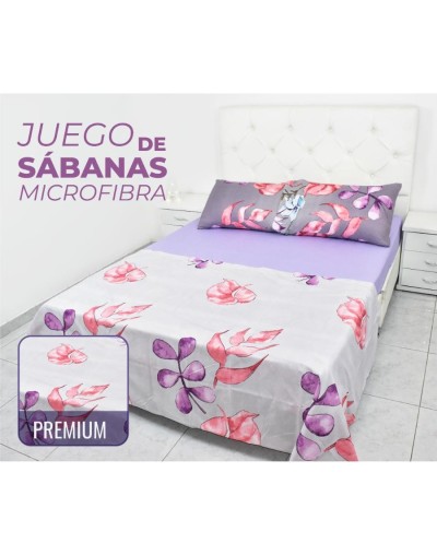 Juego de sábanas de 1.40 m en microfibra de estilo floreado