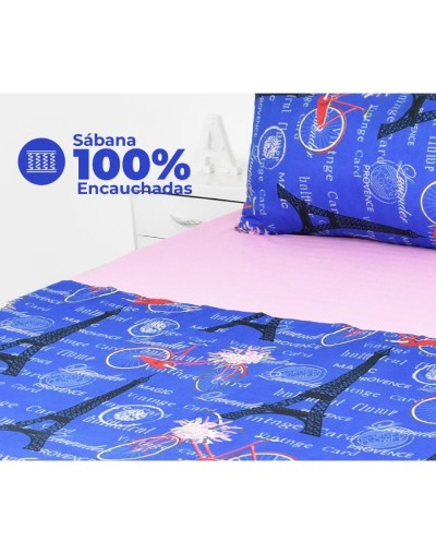 Juego de sábanas en microfibra de 1.40 m con estilo francés