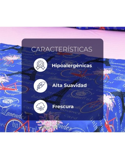 Juego de sábanas en microfibra de 1.40 m con estilo francés