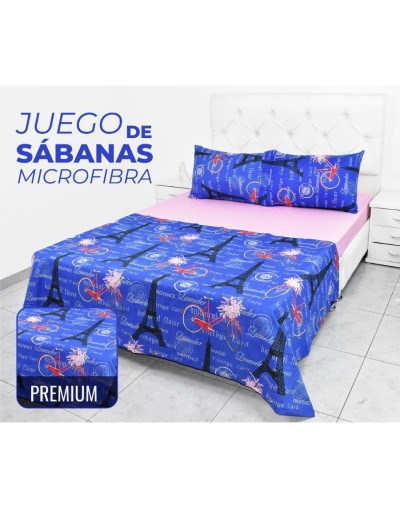 Juego de sábanas en microfibra de 1.40 m con estilo francés