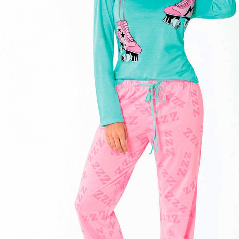 Hawiton Pijama Invierno Mujer Algodon Mangas Larga Pantalon Largo 2 Piezas Talla Grande 