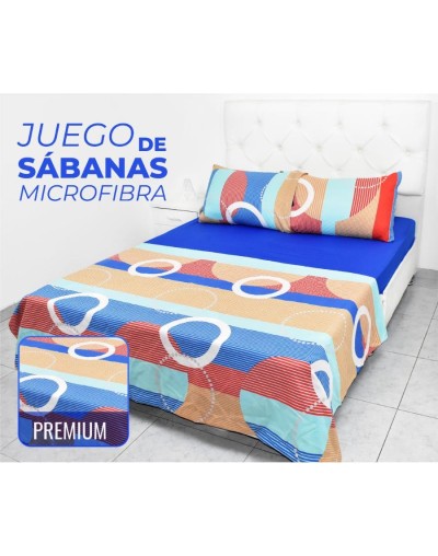 Juego de sábanas  de 1.40 m en microfibracon estilo juvenil