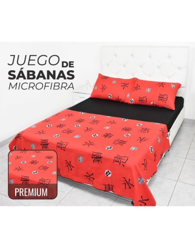 Juego de sábanas de 1.40 m en microfibra con estilo oriental