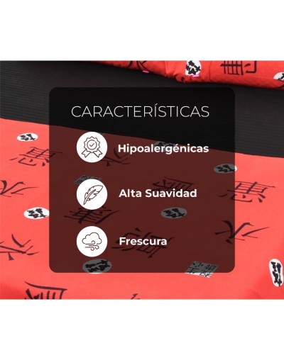 Juego de sábanas de 1.40 m en microfibra con estilo oriental