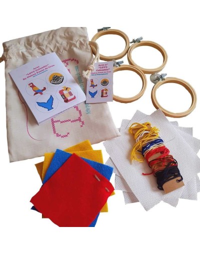 Kit Punto de Cruz - LOVE Colombia - Aro 3 pulgadas