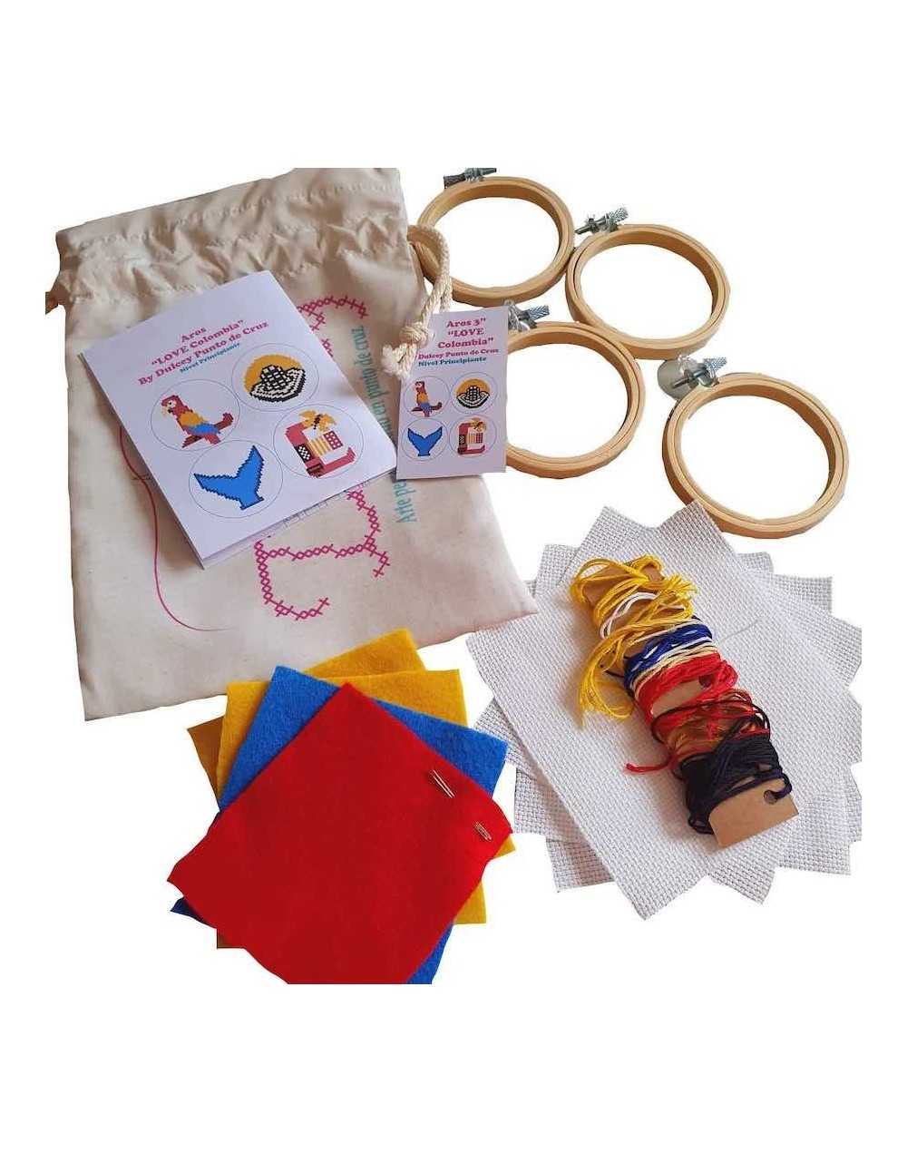 Kit Punto de Cruz - LOVE Colombia - Aro 3 pulgadas