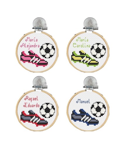 Kit Punto de Cruz - Vive el Fútbol - Aro 3 pulgadas
