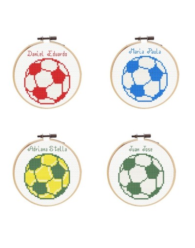 Kit Punto de Cruz - Balón de Fútbol Personalizable - Aro 4 Pulgadas