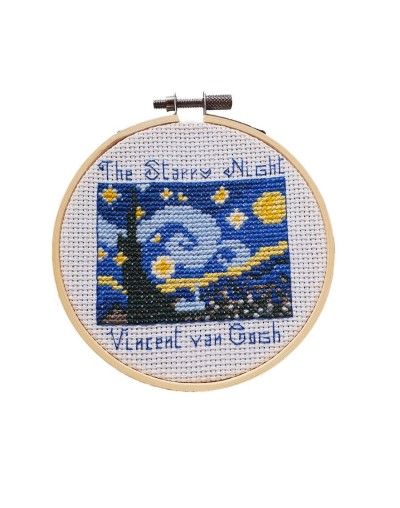 Kit Punto de Cruz - La Noche Estrellada - Aro 4 pulgadas