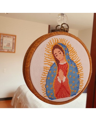 Kit Punto de Cruz - Virgen de Guadalupe - Aro 6 pulgadas