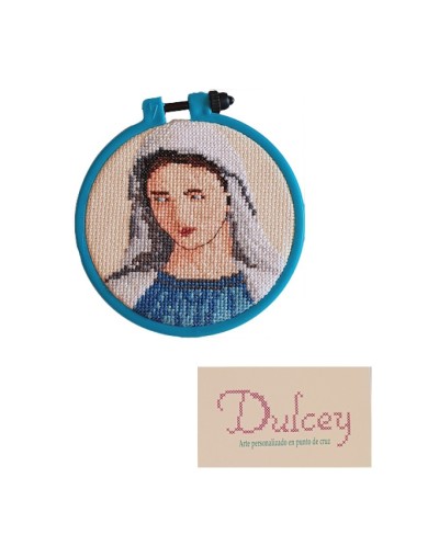 Kit Punto de Cruz - Rostro Virgen - Aro 4 pulgadas