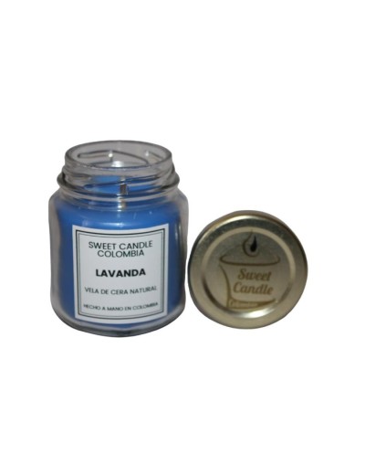 Velas aromaticas compota azules aroma lavanda