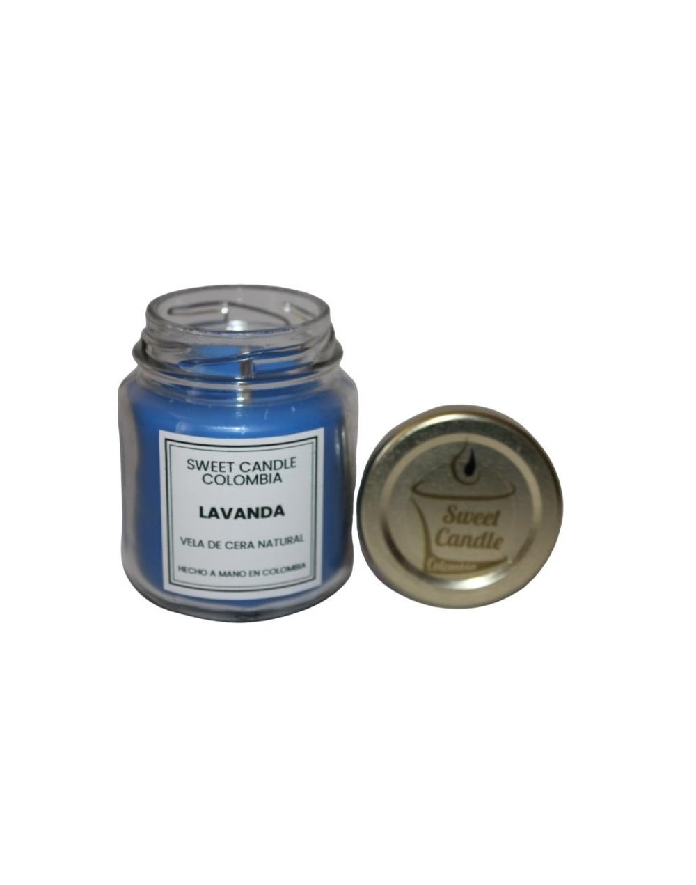 Velas aromaticas compota azules aroma lavanda