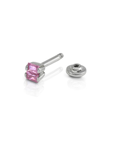 Piercing recto circón rosa baguet