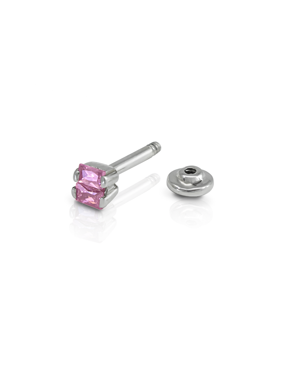 Piercing recto circón rosa baguet