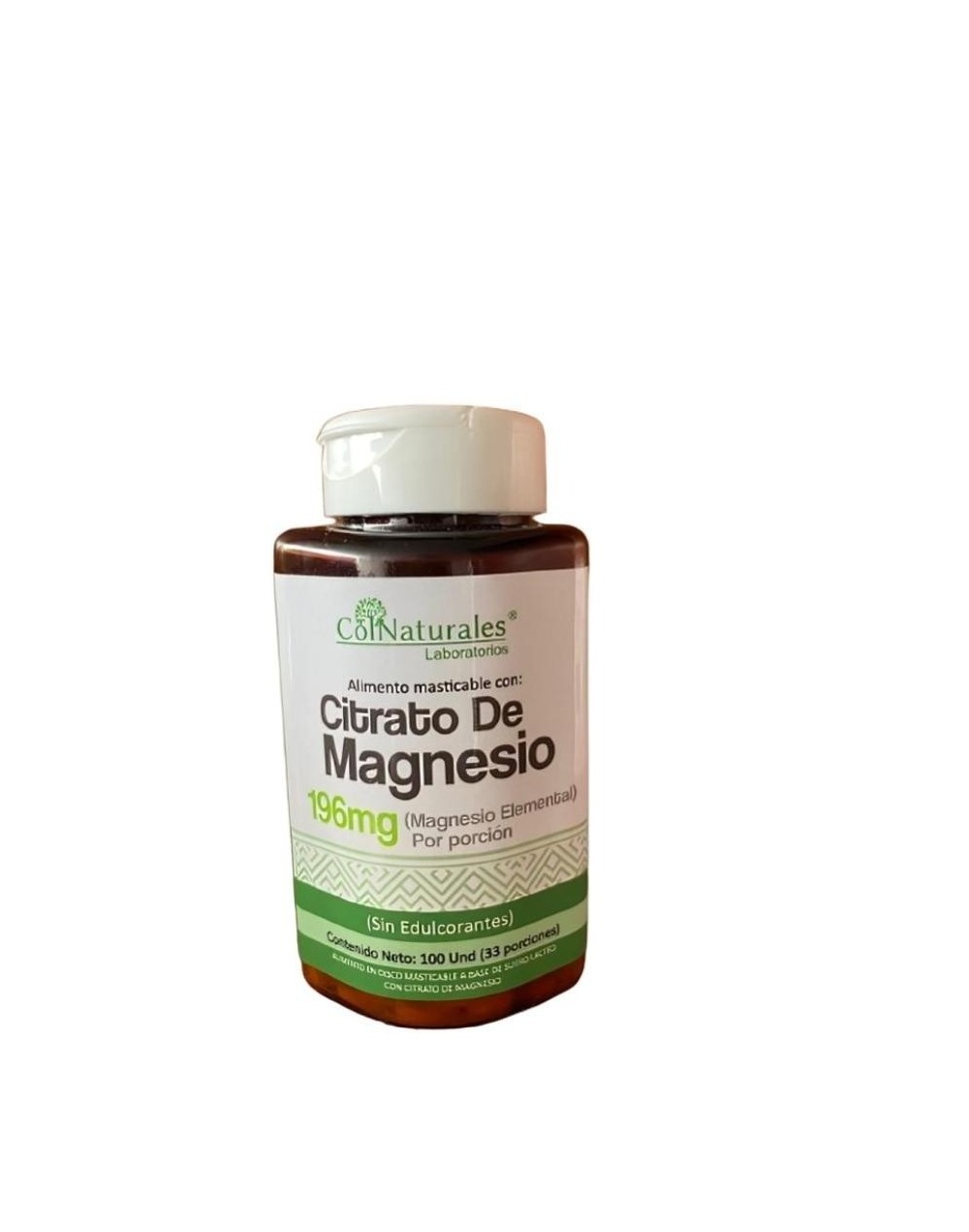 Citrato de magnesio x 100 tabletas masticables de 196mg