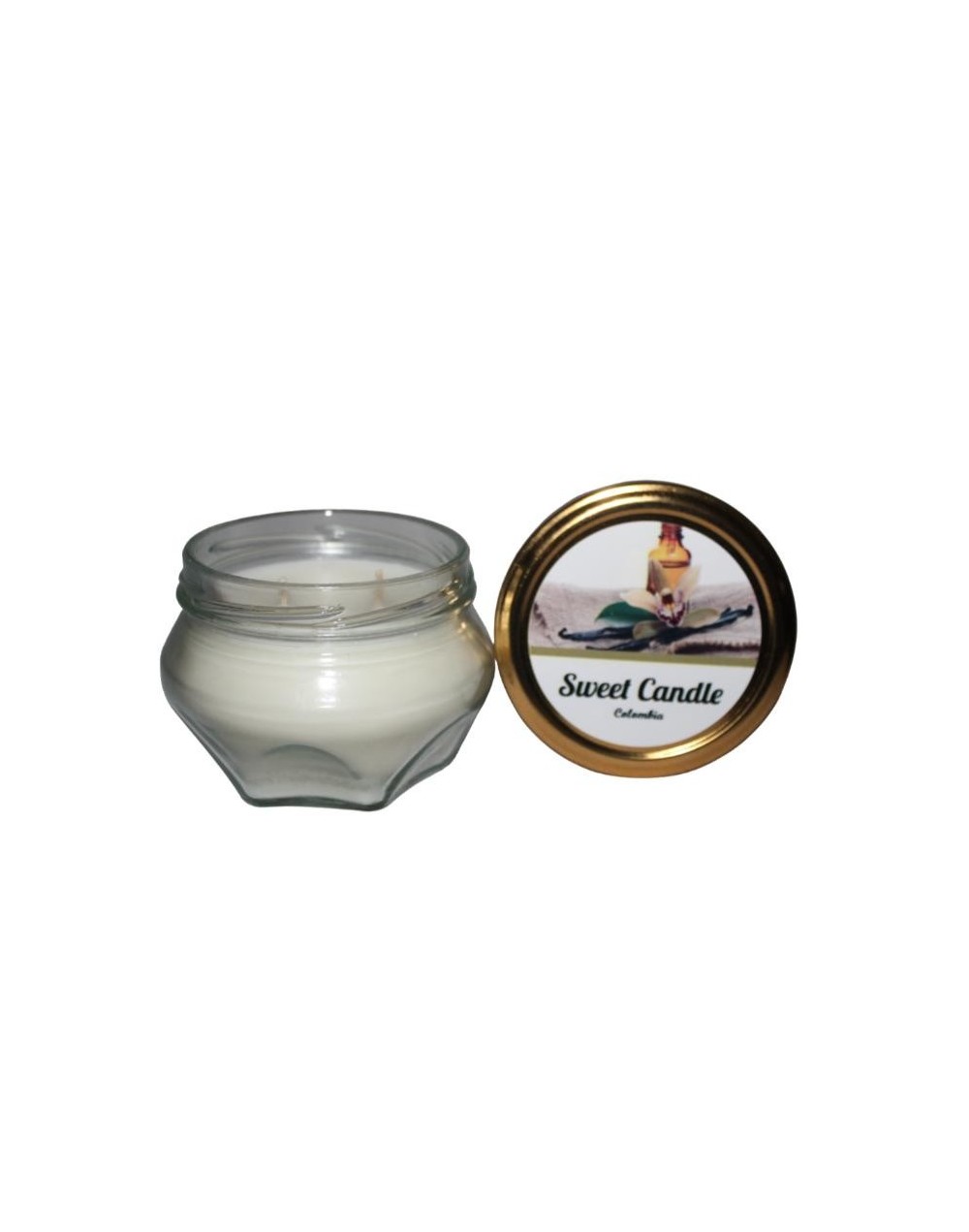 Velas aromaticas hexagonales blanca aroma vainilla