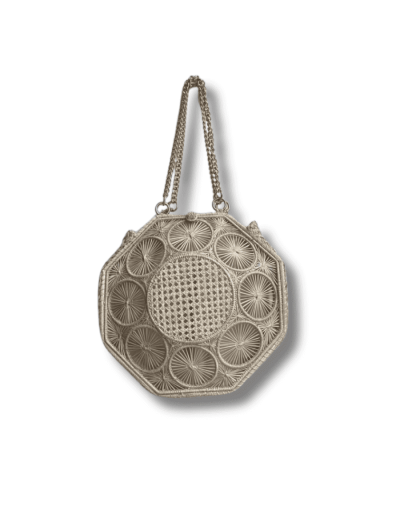 BOLSO EN PALMA DE IRACA OCTAGONAL MIMADA