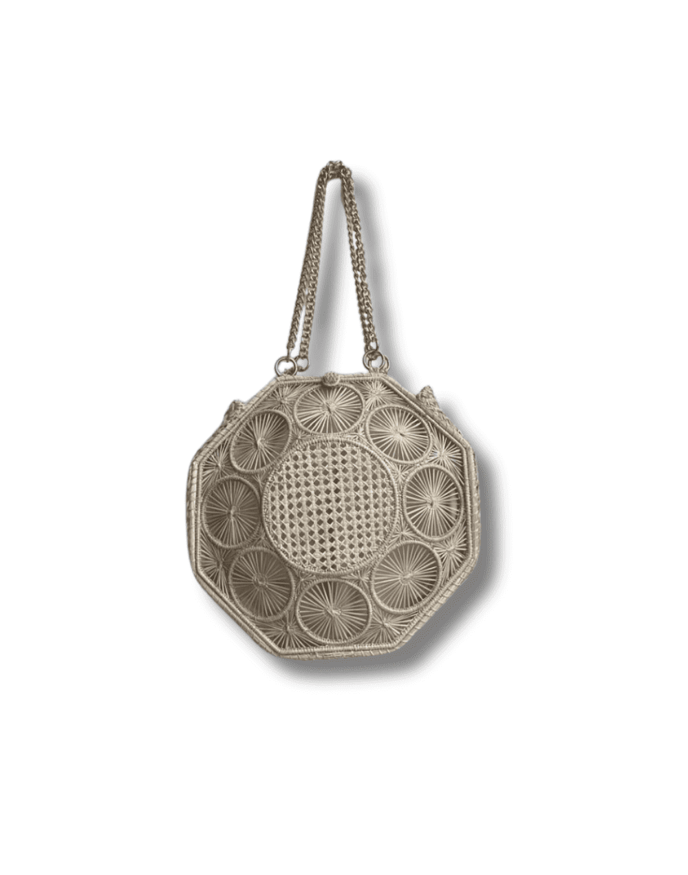BOLSO EN PALMA DE IRACA OCTAGONAL MIMADA