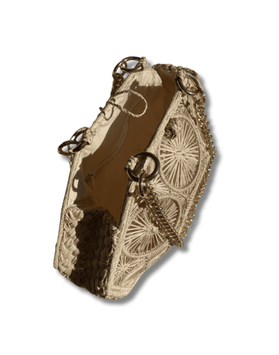 BOLSO EN PALMA DE IRACA OCTAGONAL MIMADA