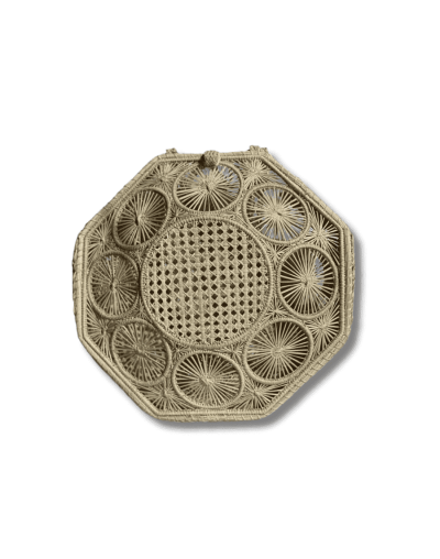 BOLSO EN PALMA DE IRACA OCTAGONAL MIMADA