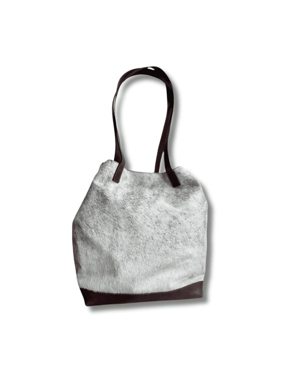 Bolso de pelo blanco en cuero