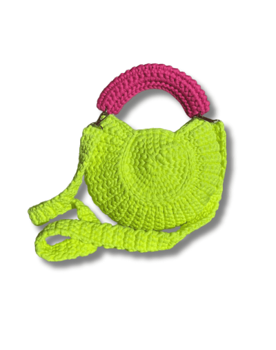 Bolso en trapillo redondo neón y fucsia mimada