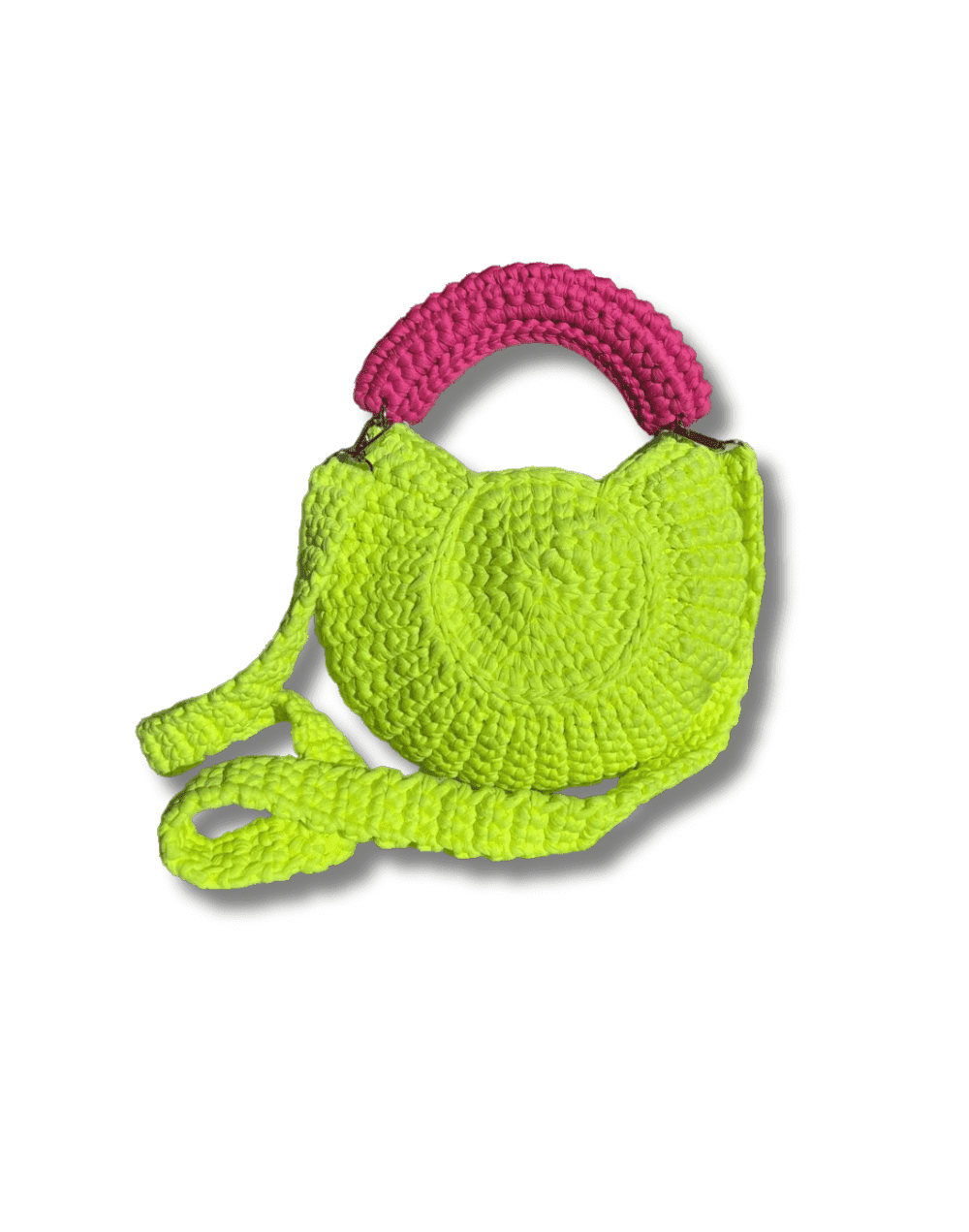 Bolso en trapillo redondo neón y fucsia mimada