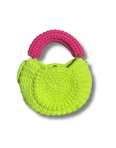 Bolso en trapillo redondo neón y fucsia mimada