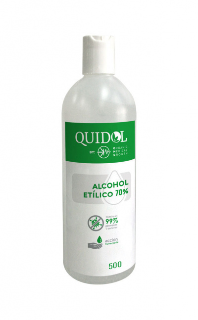 Alcohol Etílico 70% Solución Multiusos Quidol X 500 Ml