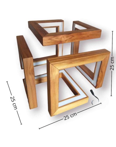 Lampara de mesa Ipsilon en madera Teca