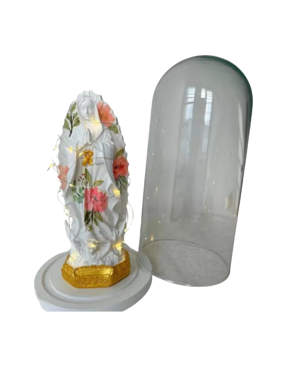 Virgen con cristal y luces