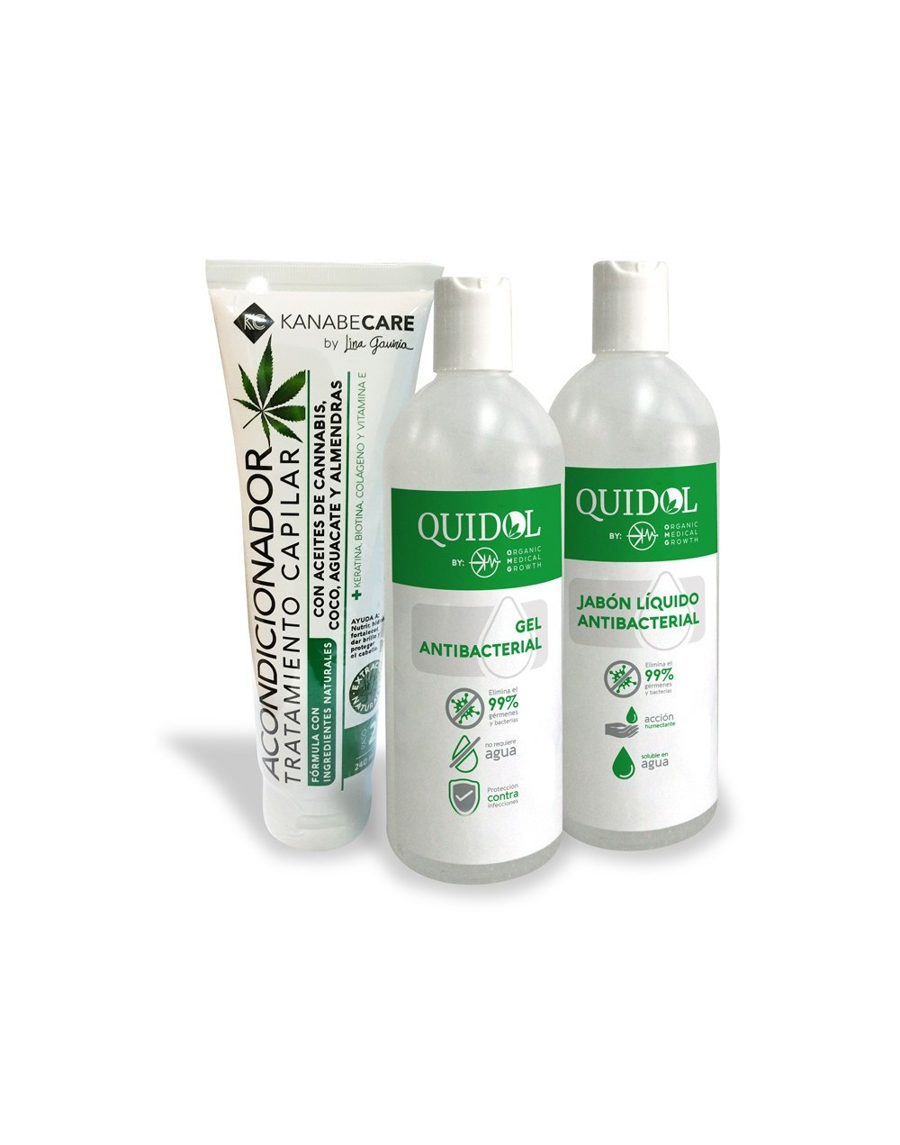 Kit Gel Antibacterial  Jabón Líquido 500ml Tratamiento Capilar 240ml
