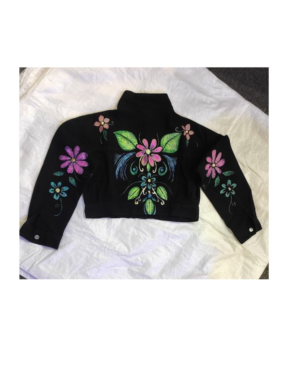 Chaqueta pintada a mano flores