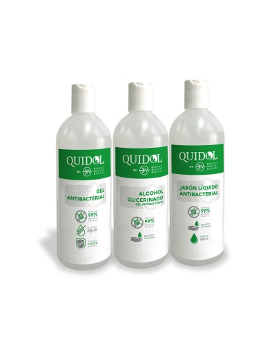 Kit Gel Antibacterial  Jabón Líquido  Alcohol Glicerinado X 250 ml