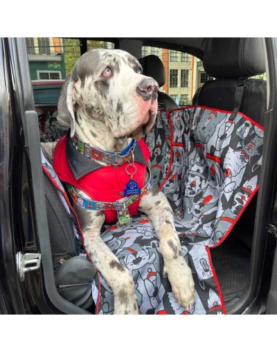 Forro protector mascotas premium cubrepuertas estampado - perritos grises