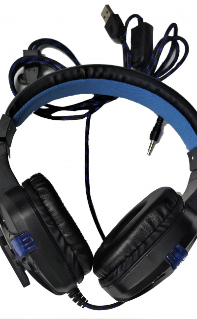 Audifono Diadema Gamer Luz Rgb Color Azul Sonido Envolvente microfono