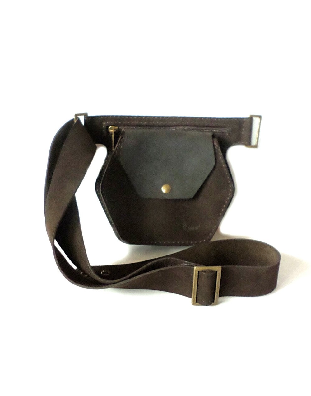 Riñonera Panal ANKAY Unisex 100 Cuero natural Hecho a mano